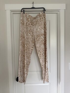 Calvin Klein Beige and White Animal Print Pants